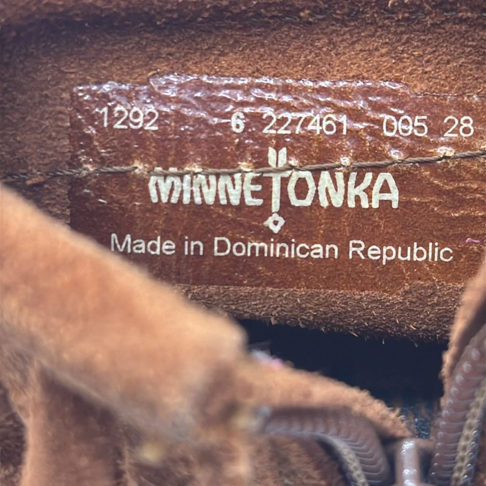 Minnetonka Brown Kids Moccasins with Fringe KS8766